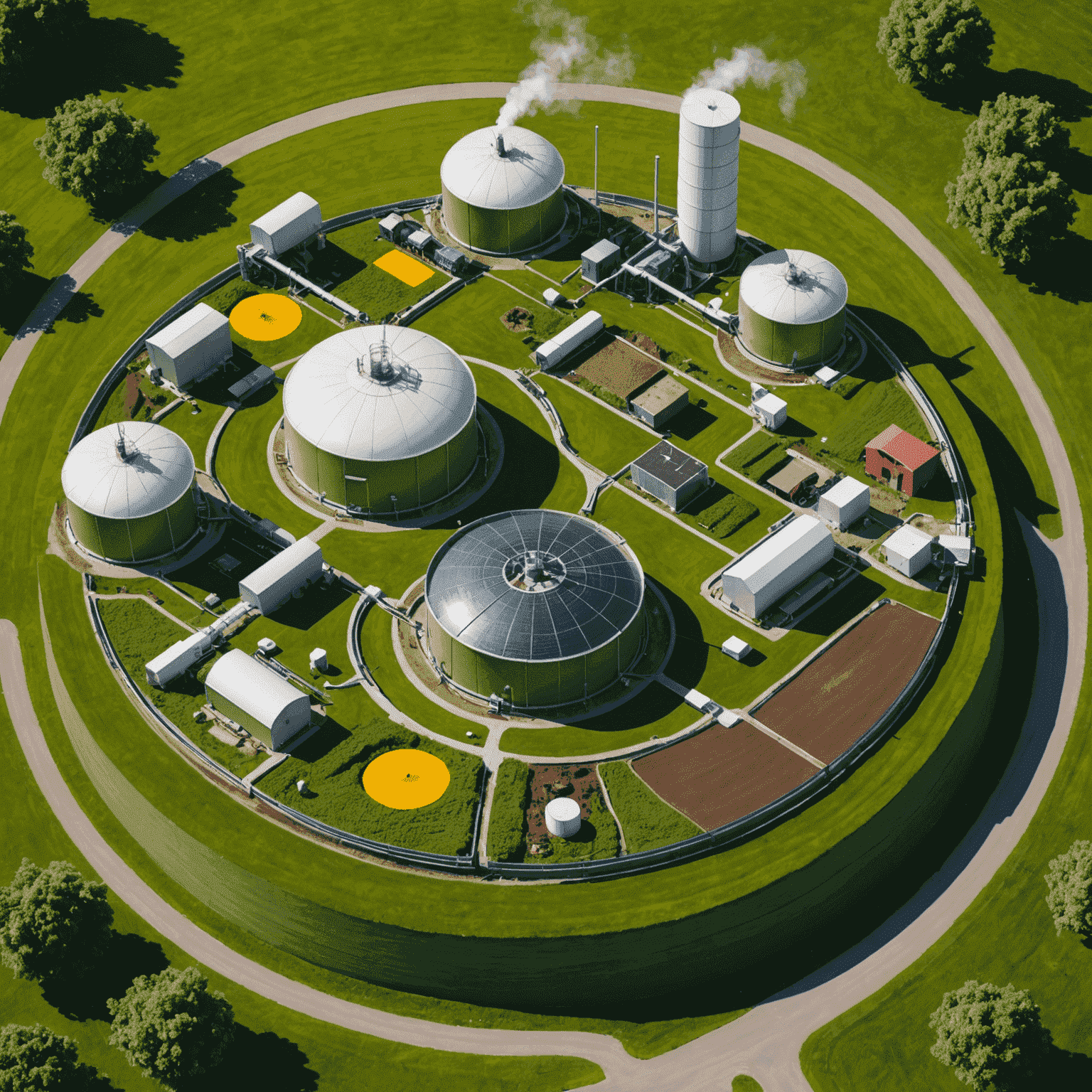 A diagram showing the circular economy of biogas production in Canada. The image depicts organic waste sources feeding into a biogas plant, which produces energy and digestate. The energy is shown powering homes and businesses, while the digestate is used as fertilizer for crops.